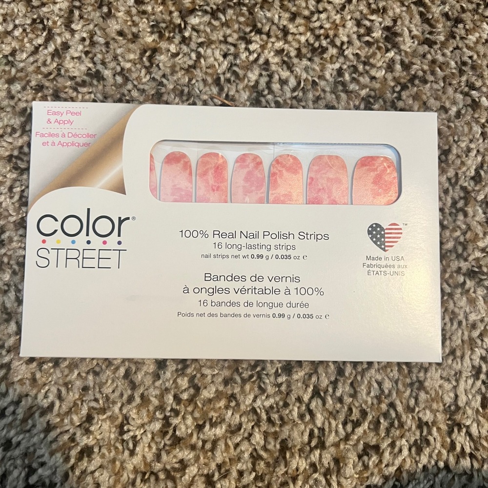 Color Street Blushing Rose Quartz FDS585 Pink Marble Real Nail Polish Strips NEW